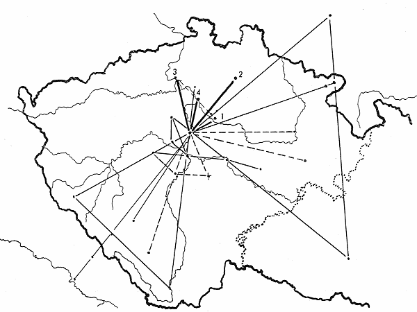 Development of the communications network in Bohemia: Map 4