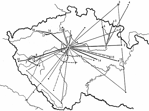 Development of the communications network in Bohemia: Map 5