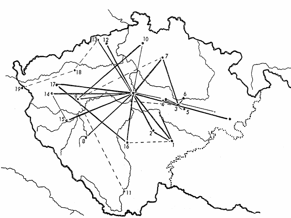 Development of the communications network in Bohemia: Map 6