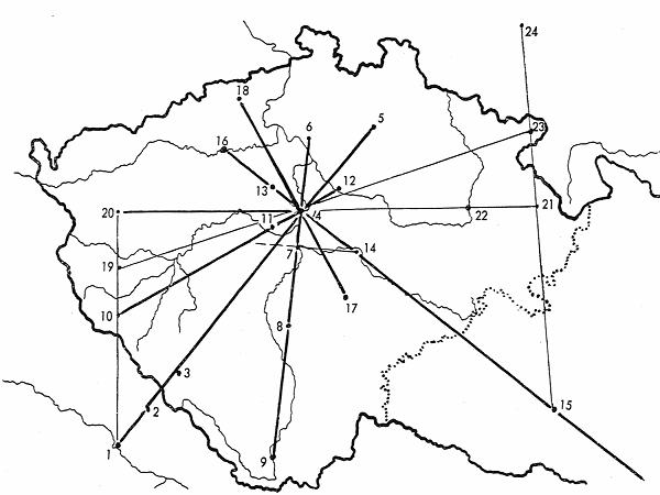 Development of the communications network in Bohemia: Map 7